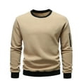 thumbnail image 1 of Mens Fleece Sweatshirts with Zipper Pocket Crewneck Long Sleeve Shirts Casual Solid Color Loose Pullover Thermal Warm Basic Sweatshirt Tops, 1 of 3