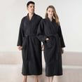 thumbnail image 1 of Mens Fleece Thermal Long Bathrobe Velvet Knit Spa Robe Ultra Soft Textured Long Sleeve Sleepwear Nightgown Lounge Warm Plush Soft Shawl Kimono with Pockets, 1 of 7