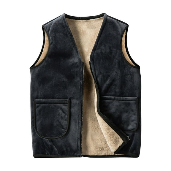 Mens Fleece Vest Lightweight Warm Zip Up Polar Vests Outerwear with Zipper Sleeveless Jacket for Fall Winter