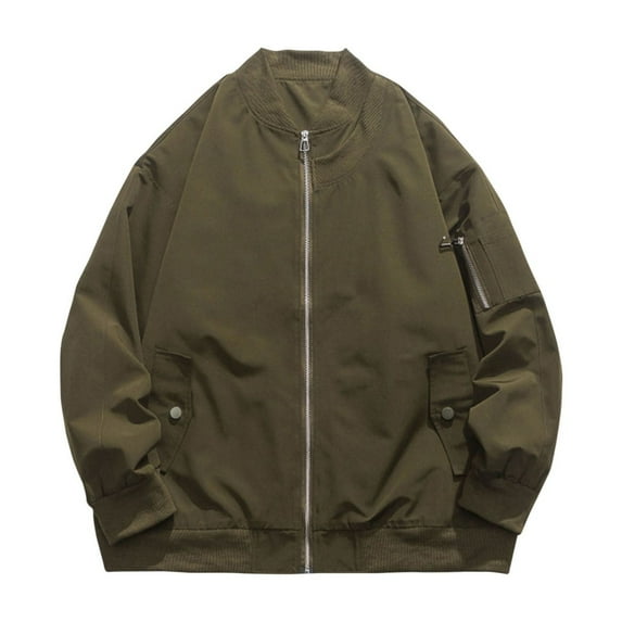 Mens Flight Bomber Jacket Baseball Jackets Zip Up Comfy Work Outwear Jackets with Pockets Long Sleeve Basic Simple Look Wind Proof Lightweight, Army Green (4X-Large)