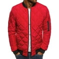 thumbnail image 1 of Mens Flight Bomber Jacket Diamond Quilted Varsity Jackets Winter Warm Padded Puffer Coats Outwear, 1 of 2