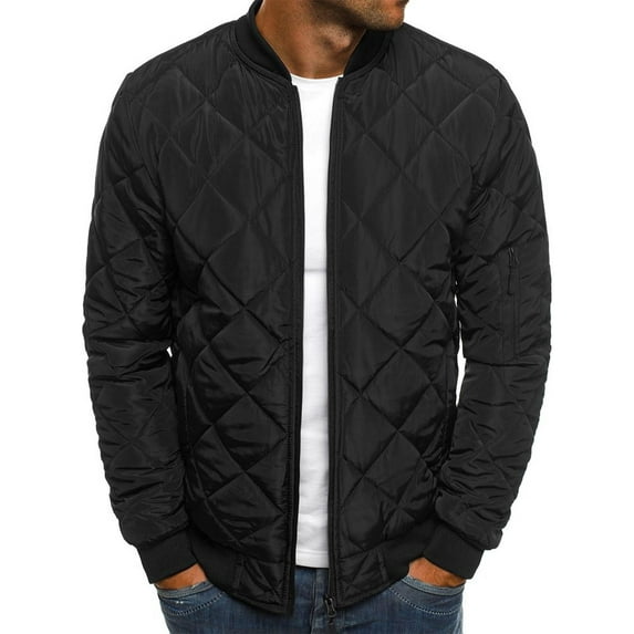Mens Flight Bomber Jacket Diamond Quilted Varsity Jackets Winter Warm Padded Puffer Coats Outwear