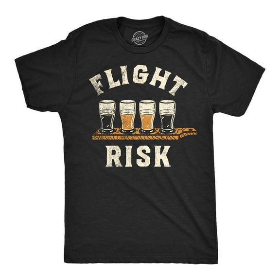 Mens Flight Risk Funny T Shirts Sarcastic Drinking Graphic Tee for Men Graphic Tees