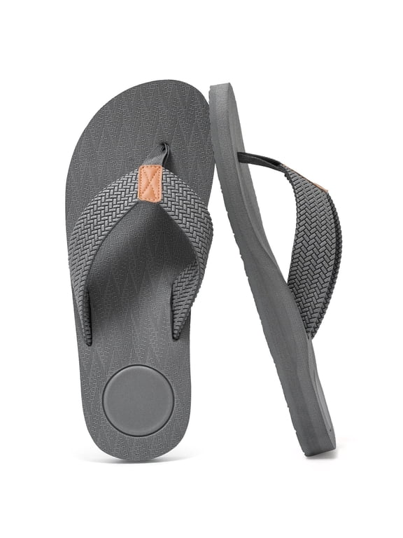 Mens Flip Flops Arch Support Comfortable Summer Beach Thong Sandals Yoga Foam Cushion Slip on Slippers