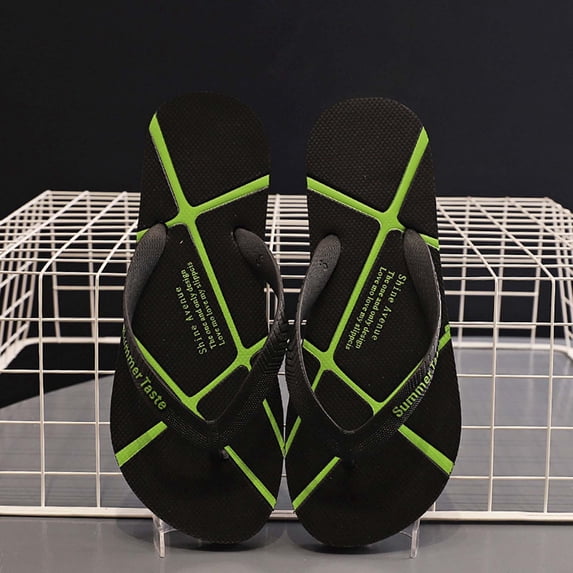 Mens Flip-Flops Summer Casual Flat Sandals Thick-Soled Rubber Flops/Non-Slip Beach Slippers Comfortable Outdoor Beach Soft Sole Sandals
