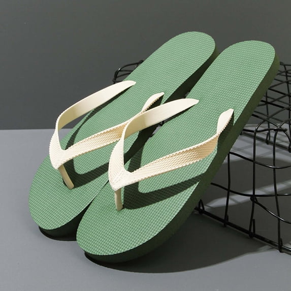 Mens Flip-Flops Summer Casual Flat Sandals Thick-Soled Rubber Flops/Non-Slip Beach Slippers Comfortable Outdoor Beach Soft Sole Sandals