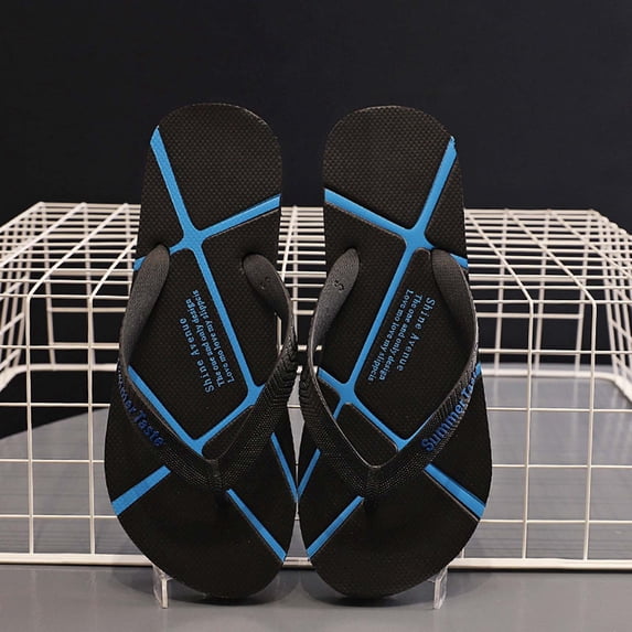 Mens Flip-Flops Summer Casual Flat Sandals Thick-Soled Rubber Flops/Non-Slip Beach Slippers Comfortable Outdoor Beach Soft Sole Sandals