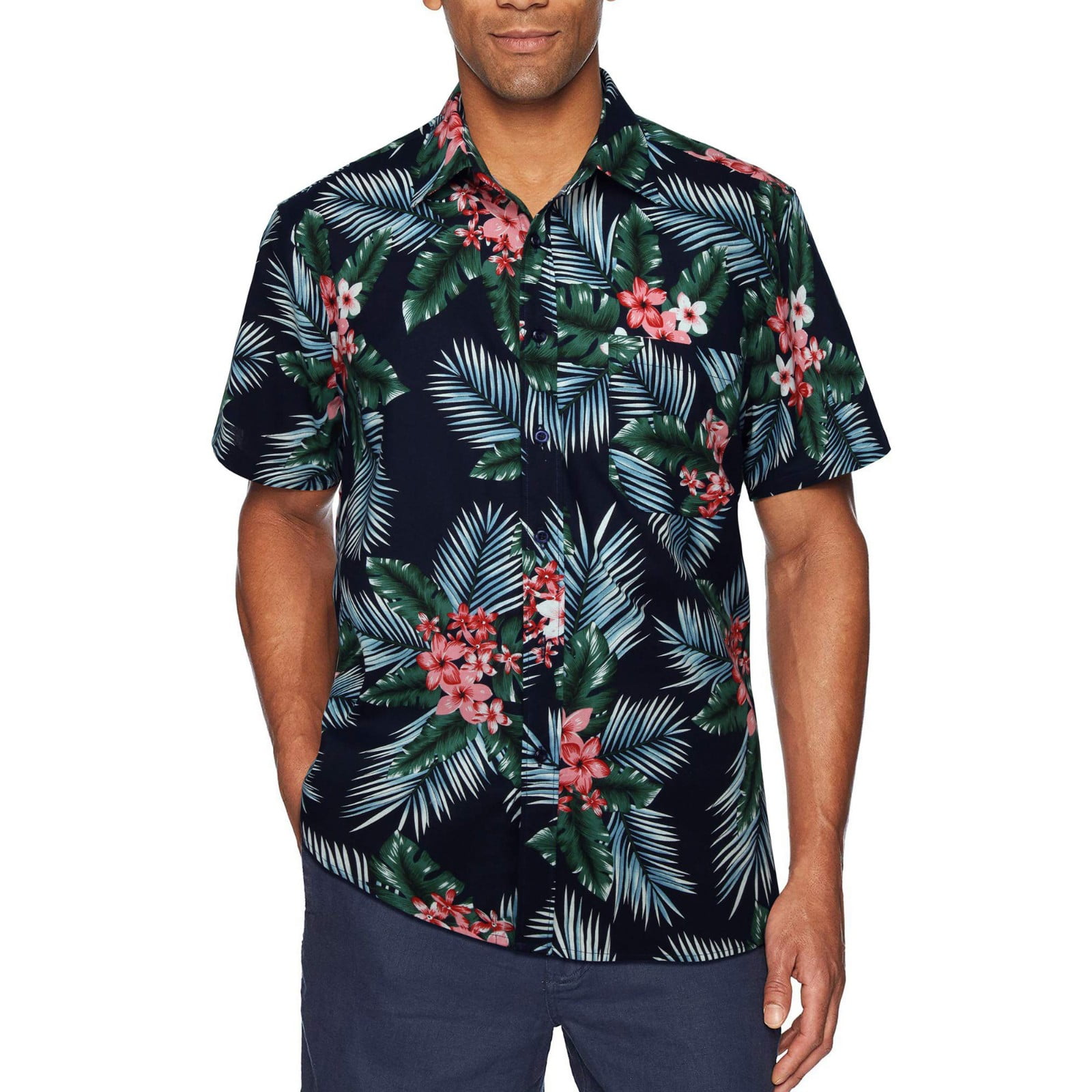 Mens Floral Shirts, Summer Beach Short Sleeve Shirt Button Down ...