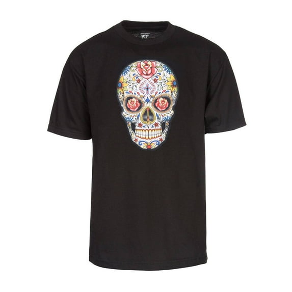 Mens Floral Sugar Skull Short-Sleeve T-Shirt - Black, 2X-Large
