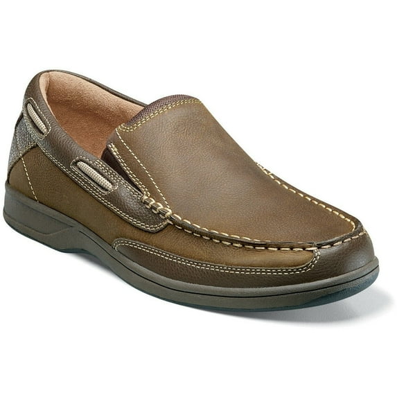 Mens Florsheim Lakeside Slip On Boat Shoe Saddle Stone Leather 13158-275