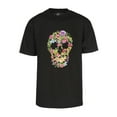 thumbnail image 1 of Mens Flower Skull Bone T-Shirt - Floral Rose Dia de Los Muertos Shirt Black Medium, 1 of 3