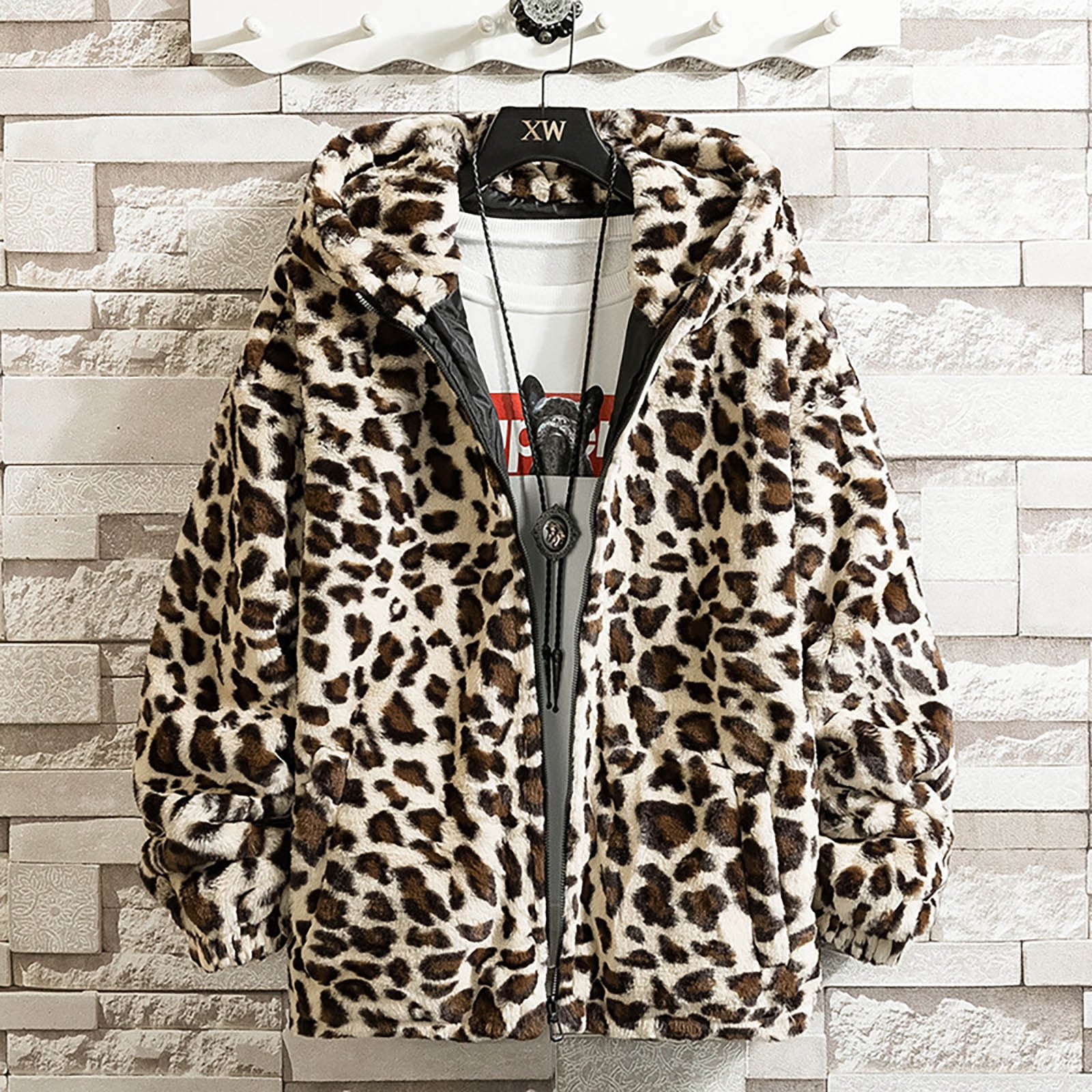 Fluffy leopard hotsell print jacket