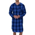 thumbnail image 1 of Mens Fluffy Robe Long Plush Plaid Print With Pockets Blend Flannel Long Sleeve Sleep Nightshirt Loungewear Blue M, 1 of 9