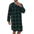 thumbnail image 1 of Mens Fluffy Robe Long Plush Plaid Print With Pockets Blend Flannel Long Sleeve Sleep Nightshirt Loungewear Green L, 1 of 8
