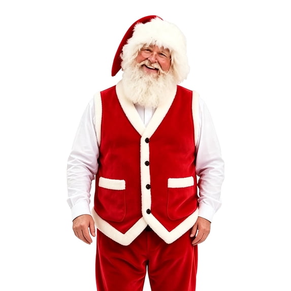 Mens Fluffy Xmas Santa Vest Flannel Sleeveless Warmy Vest Jackets Red L