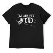 Mens Fly Fishing For Dad - I'M One Fly Dad T-Shirt Black Small