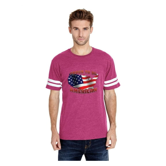 Mens Football Fine Jersey T-shirts - American Proud To Be US Flag