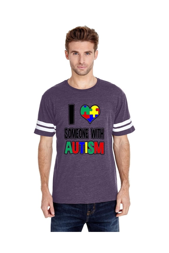 Mens Football Fine Jersey T-shirts - Autism Awareness