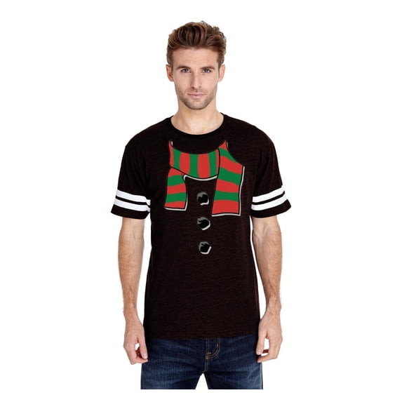 Mens Football Fine Jersey T-shirts - Christmas Snowman Scarf