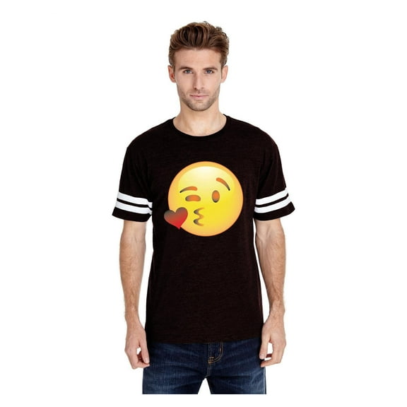 Mens Football Fine Jersey T-shirts - Emoji Winky Face