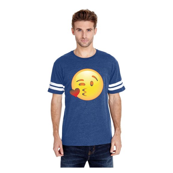 Mens Football Fine Jersey T-shirts - Emoji Winky Face