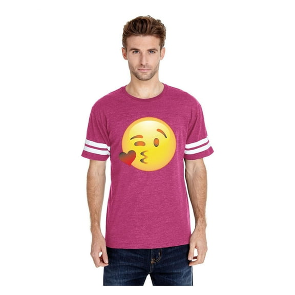Mens Football Fine Jersey T-shirts - Emoji Winky Face