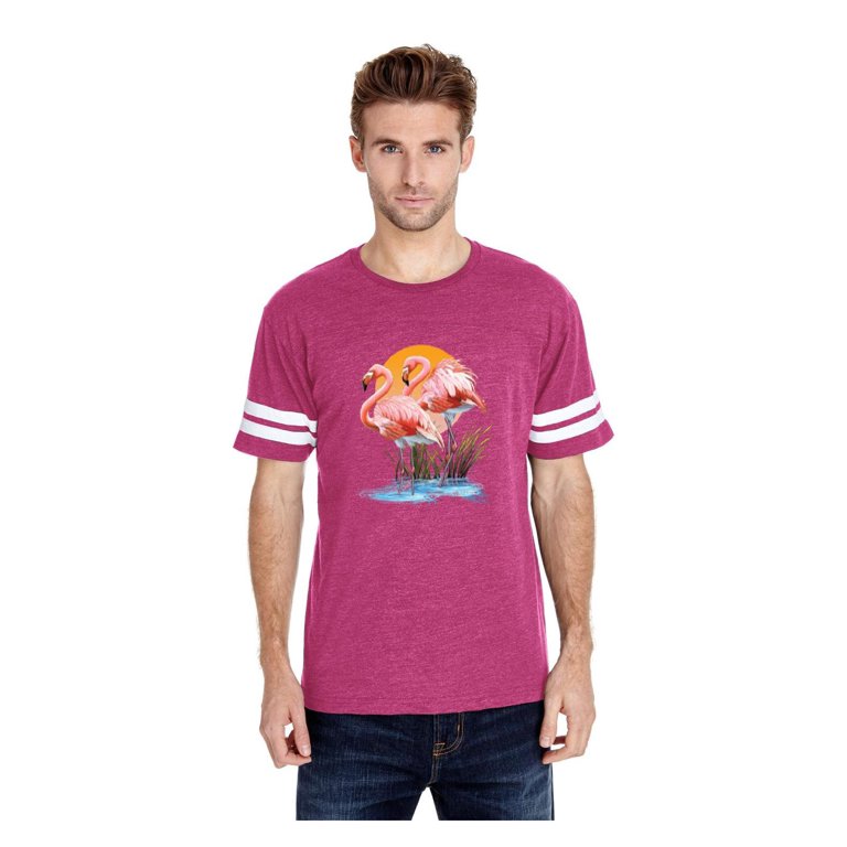 Cotton T-shirt - Black/flamingos - Men