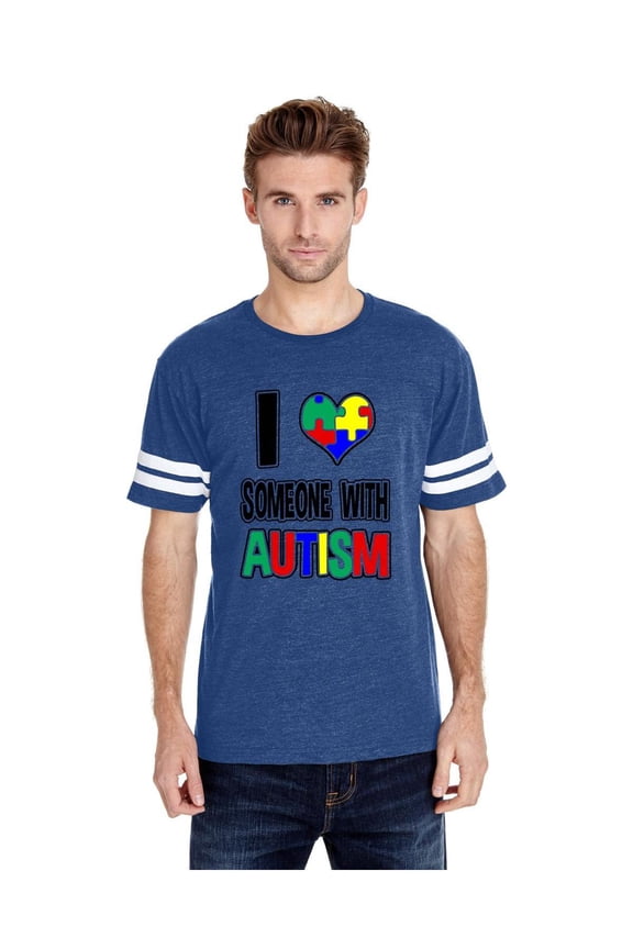Mens Football Fine Jersey T-shirts - I Love Someone With Autism