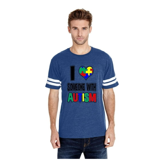 Mens Football Fine Jersey T-shirts - I Love Someone With Autism