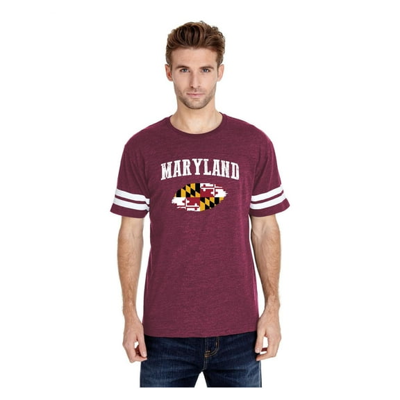 Mens Football Fine Jersey T-shirts - Maryland Flag
