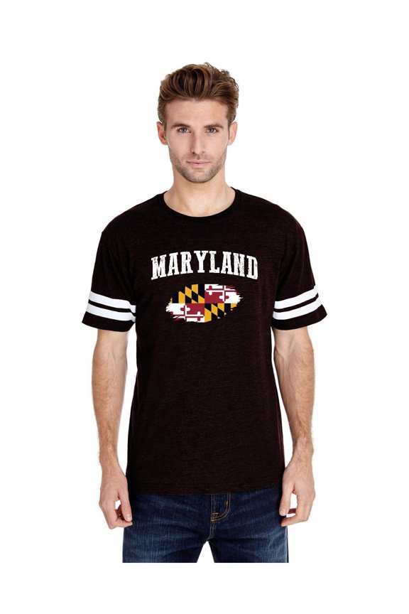 Mens Football Fine Jersey T-shirts - Maryland Flag