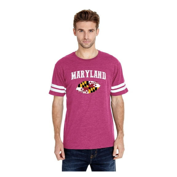 Mens Football Fine Jersey T-shirts - Maryland Flag