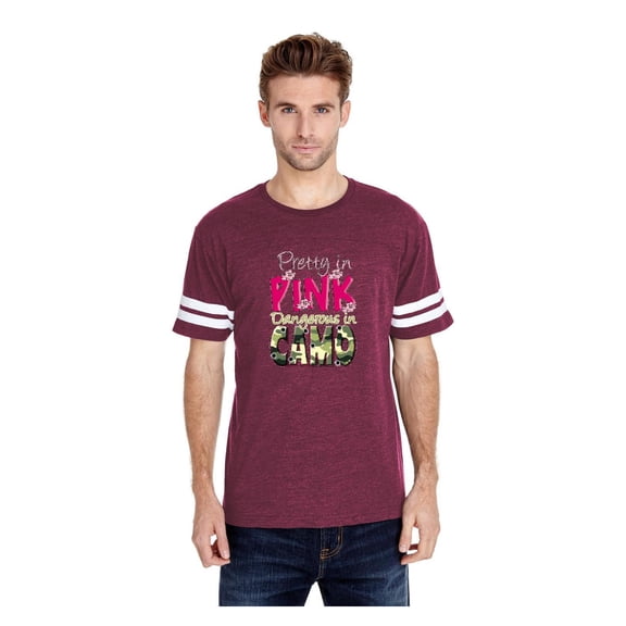 Mens Football Fine Jersey T-shirts - Pretty in Pink Dangerous in Camo