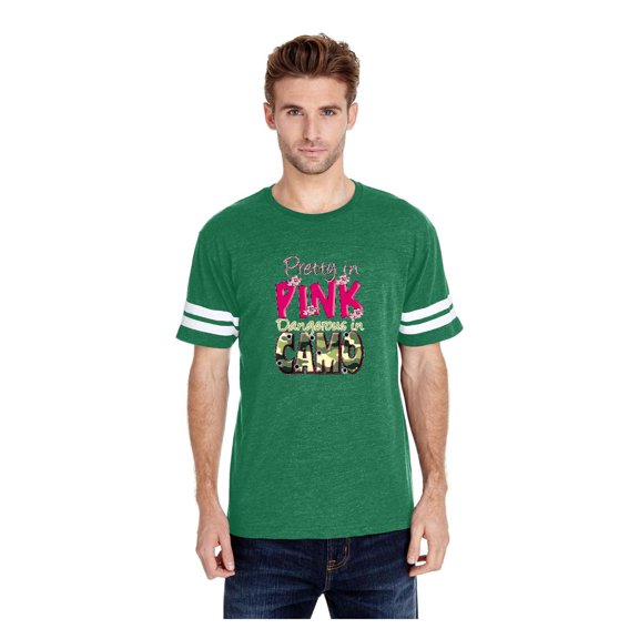 Mens Football Fine Jersey T-shirts - Pretty in Pink Dangerous in Camo