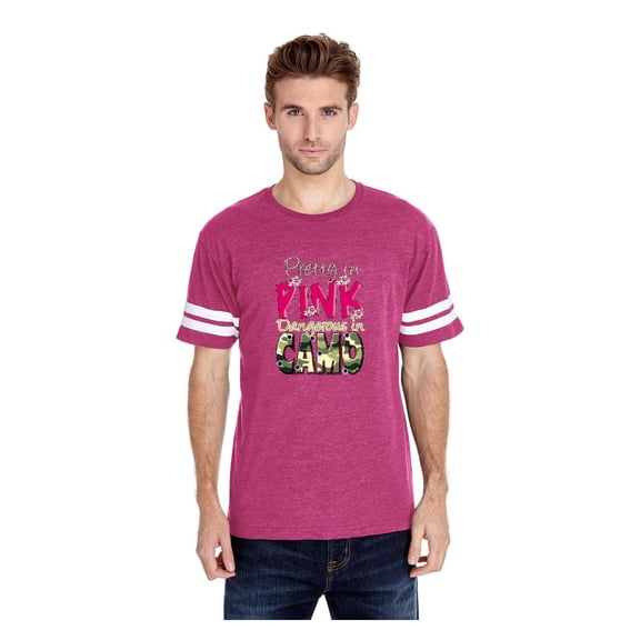 Mens Football Fine Jersey T-shirts - Pretty in Pink Dangerous in Camo