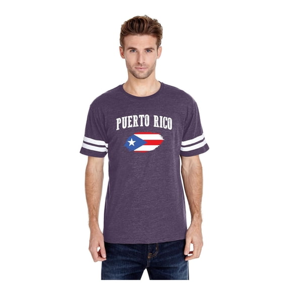 Mens Football Fine Jersey T-shirts - Puerto Rico Flag