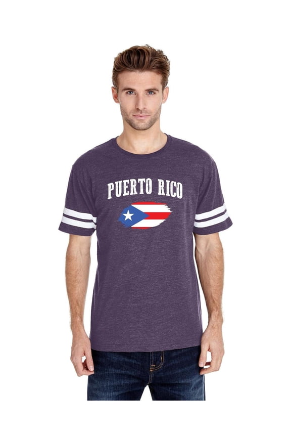 Mens Football Fine Jersey T-shirts - Puerto Rico Flag