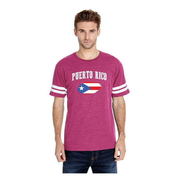 Mens Football Fine Jersey T-shirts - Puerto Rico Flag