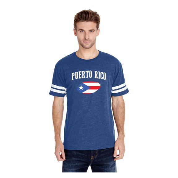 Mens Football Fine Jersey T-shirts - Puerto Rico Flag
