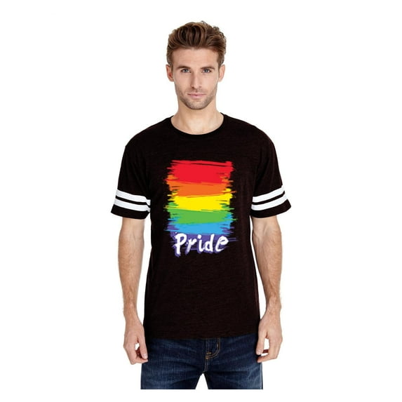 Mens Football Fine Jersey T-shirts - Rainbow Pride
