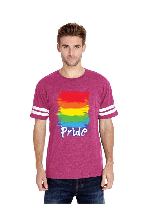 Mens Football Fine Jersey T-shirts - Rainbow Pride