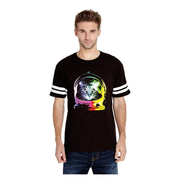 Mens Football Fine Jersey T-shirts - Space Cat