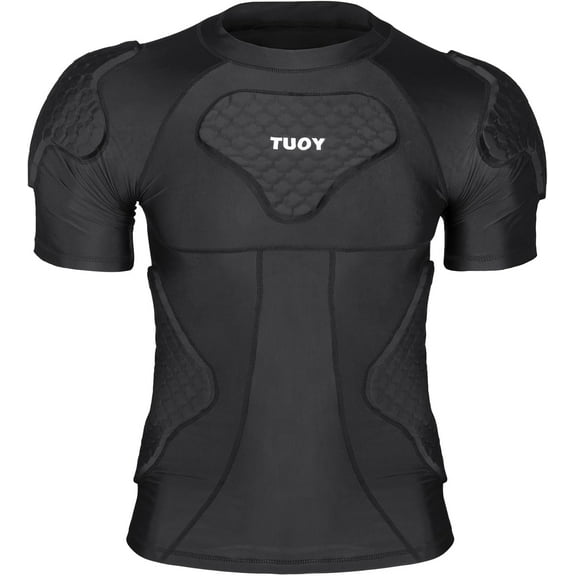Mens Football Rib Protector with Pads Adult Protective Undershirt Heart Guard for Softball Rugby Lacrosse