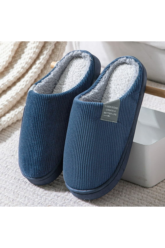 Mens For Men House Warm Slip Soft Plush Flop Slippers House Slippers (Navy 21)
