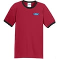 thumbnail image 1 of Mens Ford Classic Logo Emblem 100% Cotton Ringer Tee Shirt, 3XL Red/Black, 1 of 5