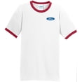 thumbnail image 1 of Mens Ford Classic Logo Emblem 100% Cotton Ringer Tee Shirt, 3XL White/Red, 1 of 5