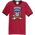 thumbnail image 1 of Mens Ford Genuine Parts V8 100% Cotton Ringer Tee Shirt, 2XL Red/Black, 1 of 5