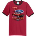thumbnail image 1 of Mens Ford Mustang '77 1977 100% Cotton Ringer Tee Shirt, Small Red/Black, 1 of 5
