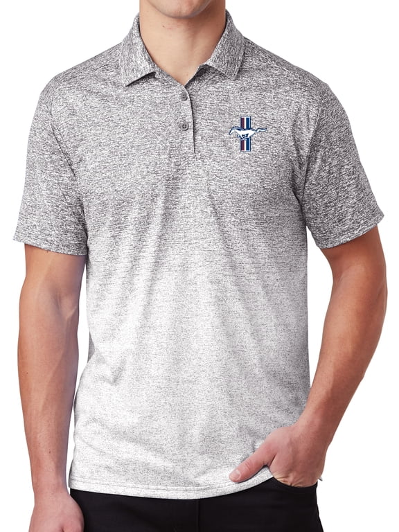 Mens Ford Mustang GT Crest Polo Shirt - White/Graphite, XL