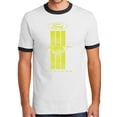 thumbnail image 1 of Mens Ford Mustang Green Stripe 100% Cotton Ringer Tee Shirt, XL White/Black, 1 of 5